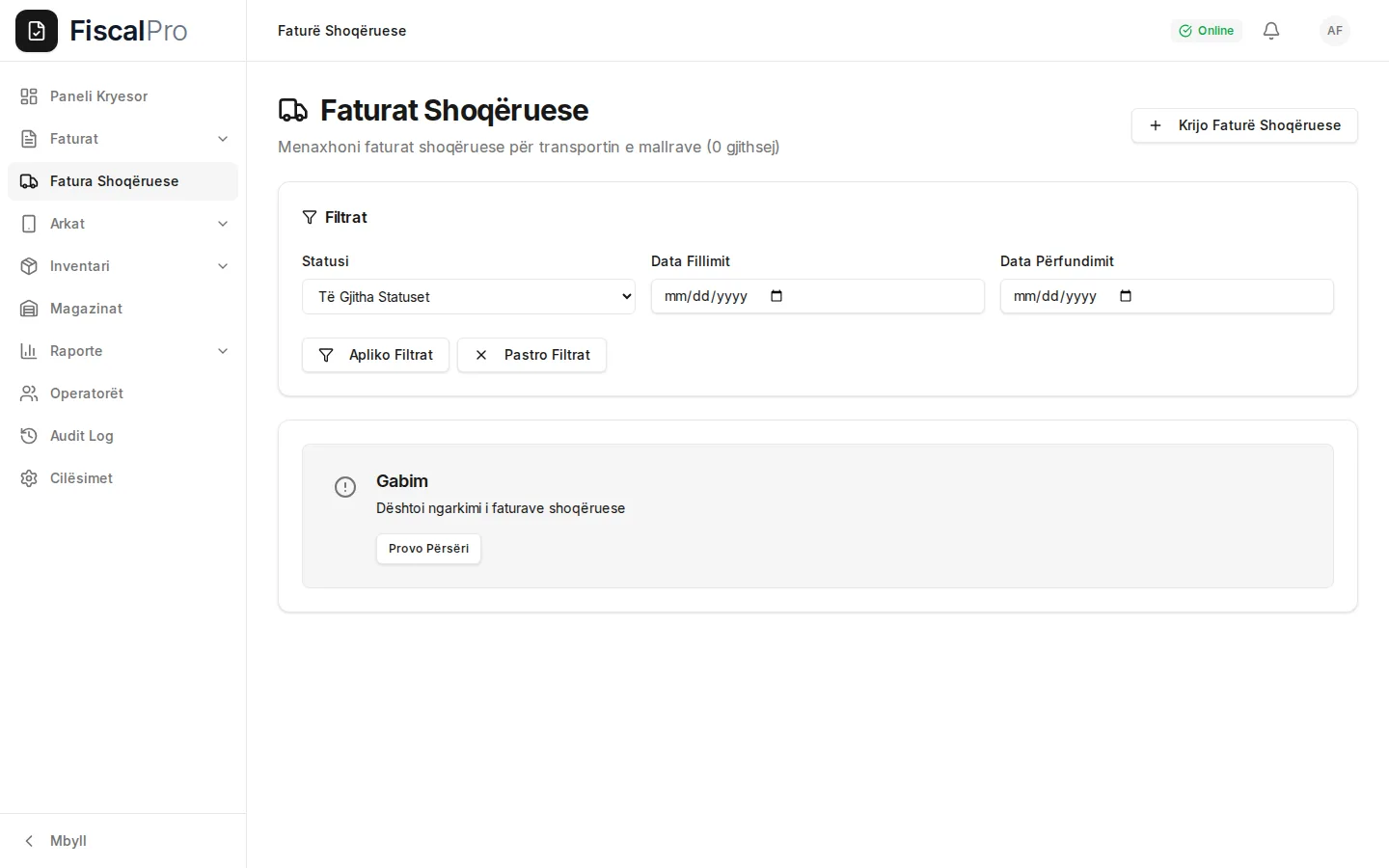 Lista e faturave shoqëruese